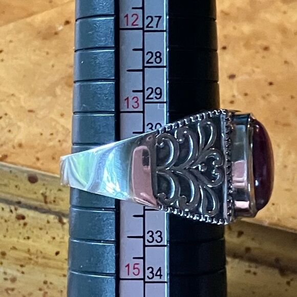 Norwegian Thulite Sterling Silver Men’s Ring Size 14 - Picture 6 of 8